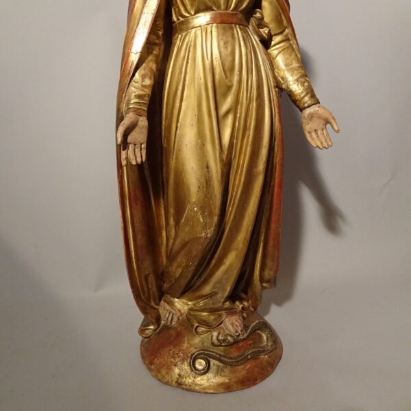Madonna Immacolata in terracotta e cartapesta dorata XIX secolo-2