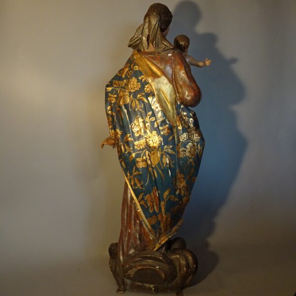 Madonna con il Bambino scultura in legno fine XVIII sec.-3