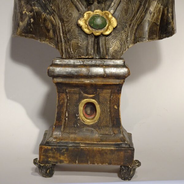 Busto reliquiario in legno argentato-2